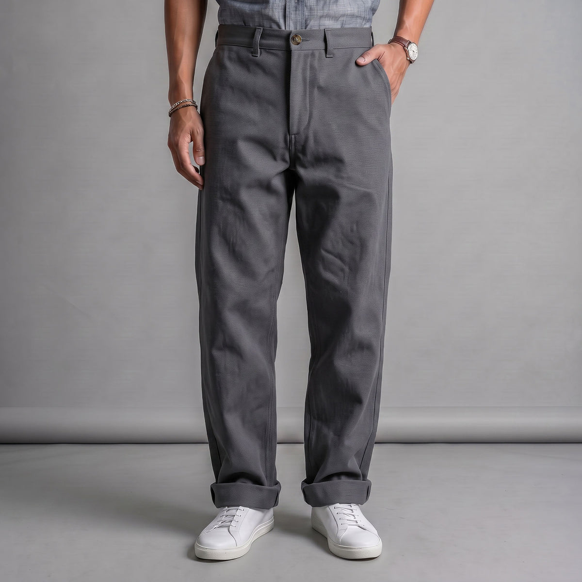 Fairfax Easy Fit Chinos Gravel Duck Canvas Sz 34