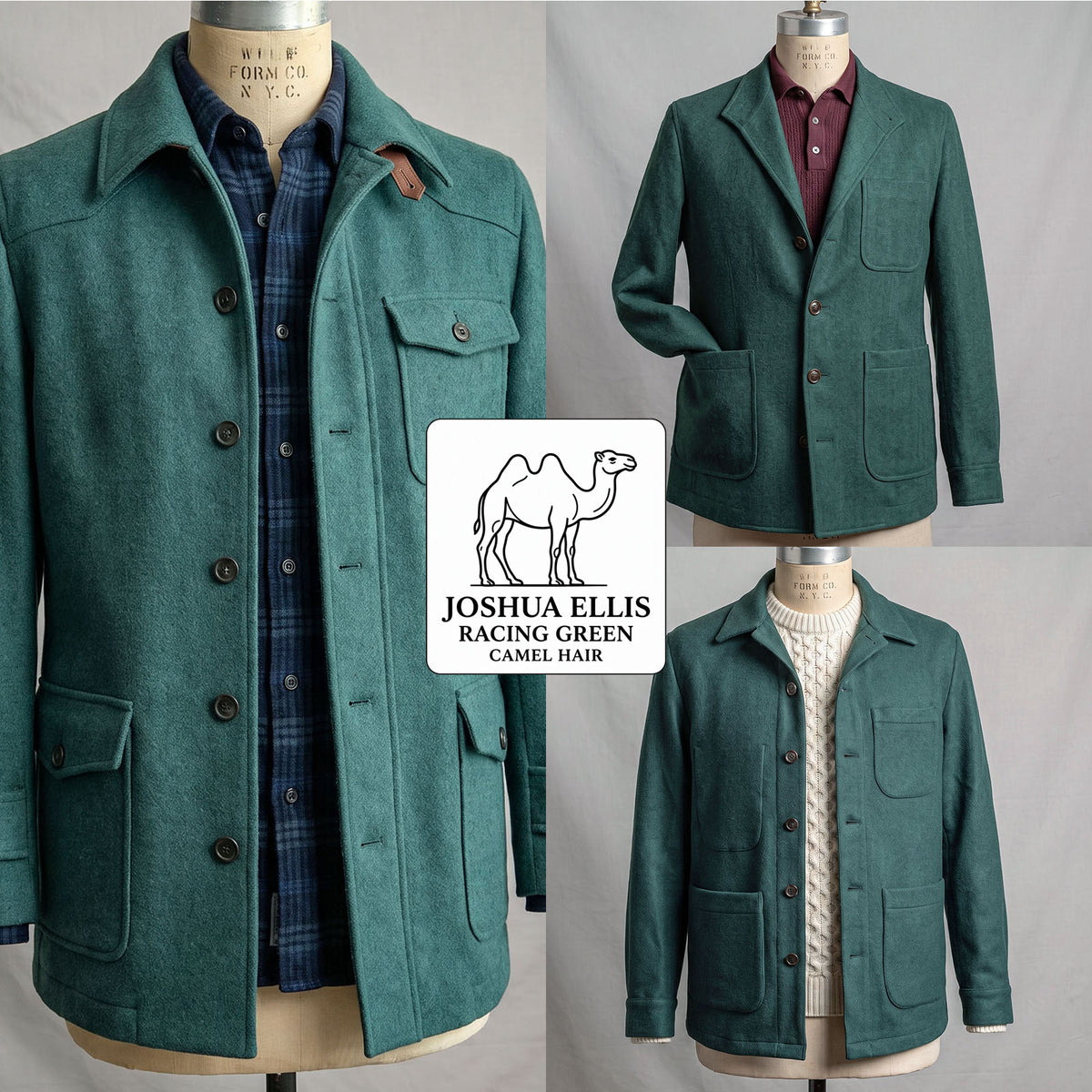 Custom Doyle, Teba, and Ranger Jackets Racing Green Camel Hair