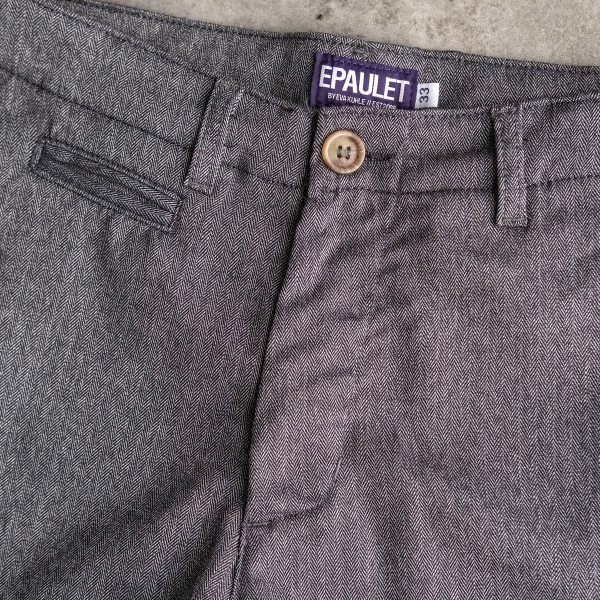Wilhelm Chino Grey Herringbone Washable Tech Wool