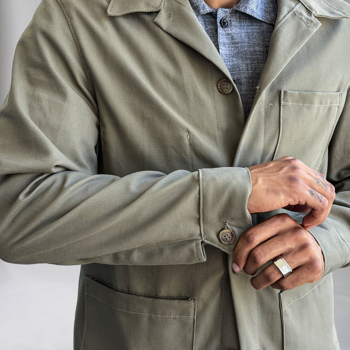 Doyle Jacket Sage Cotton Canvas