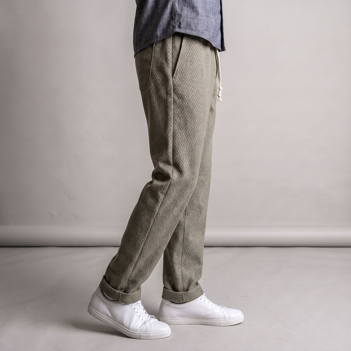 Laidback Pant Herringbone Cotton-Wool