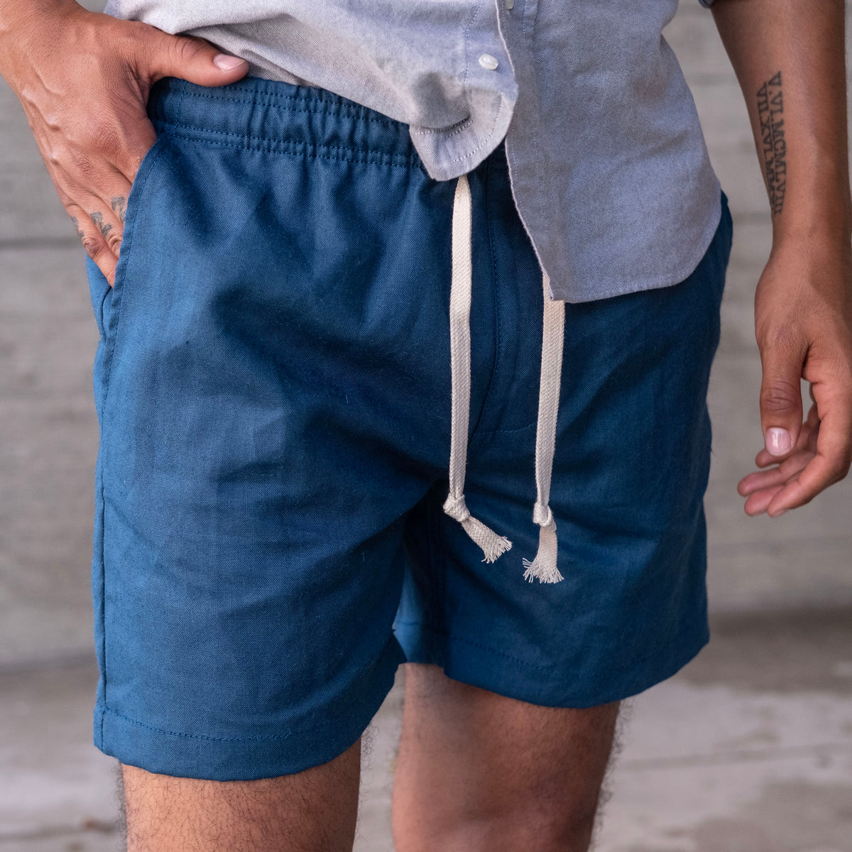 Laidback Short French Blue Albini Linen