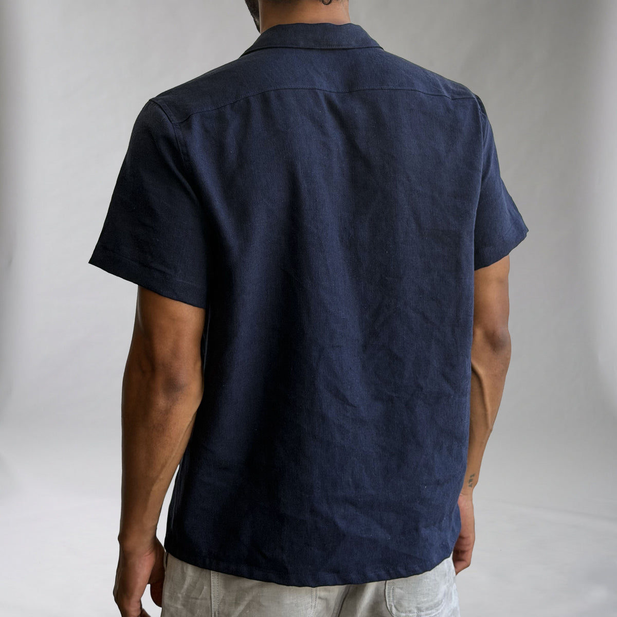 Riviera Navy Linen Short Sleeve Shirt
