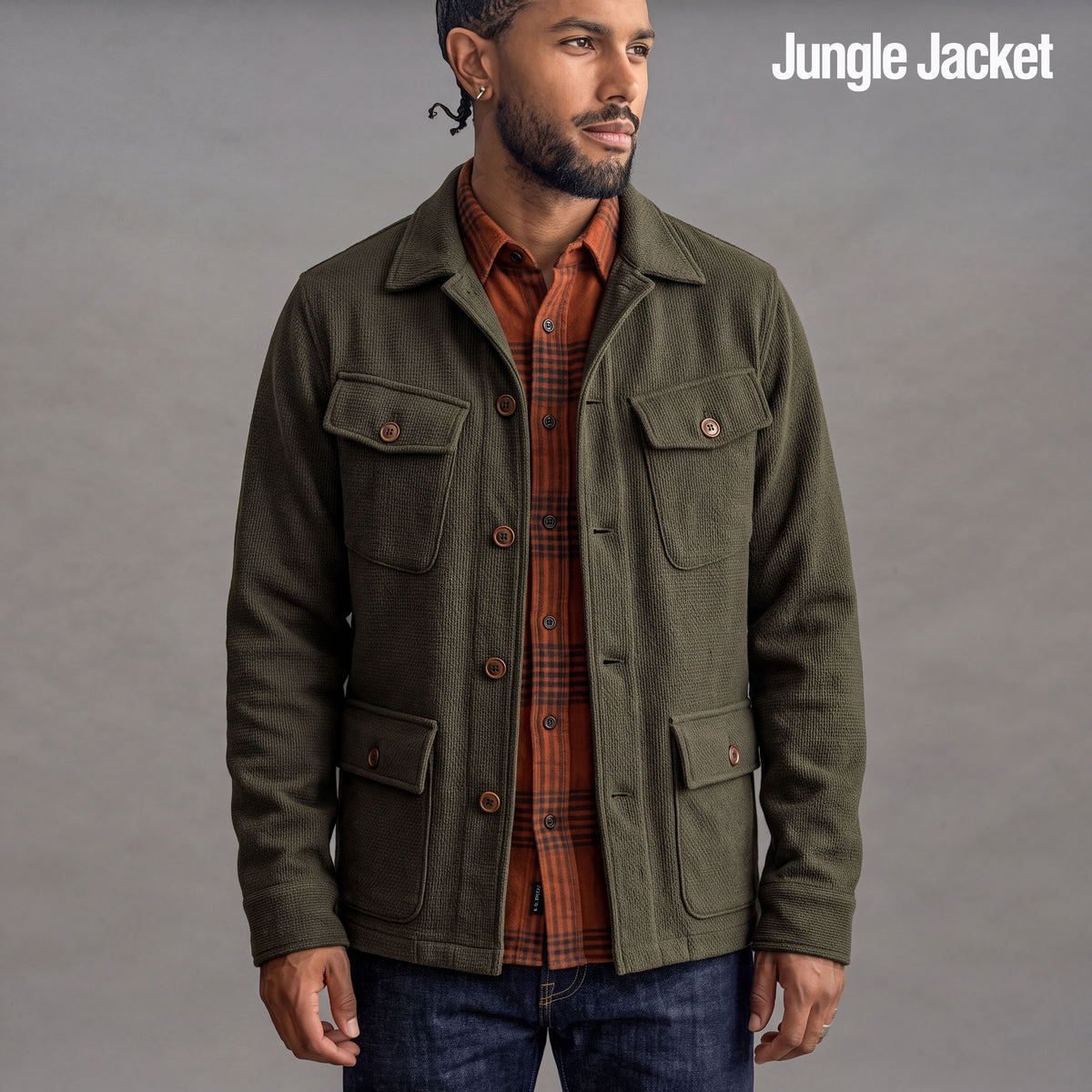 Jungle, Doyle, Sinclair & Corso Jackets Olive Moss Sashiko