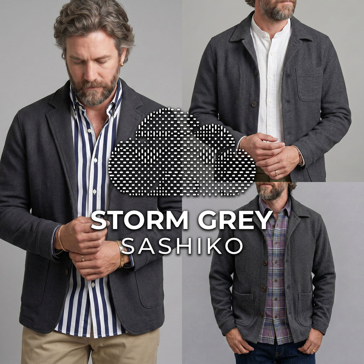 PM Custom Storm Grey Sashiko Suit