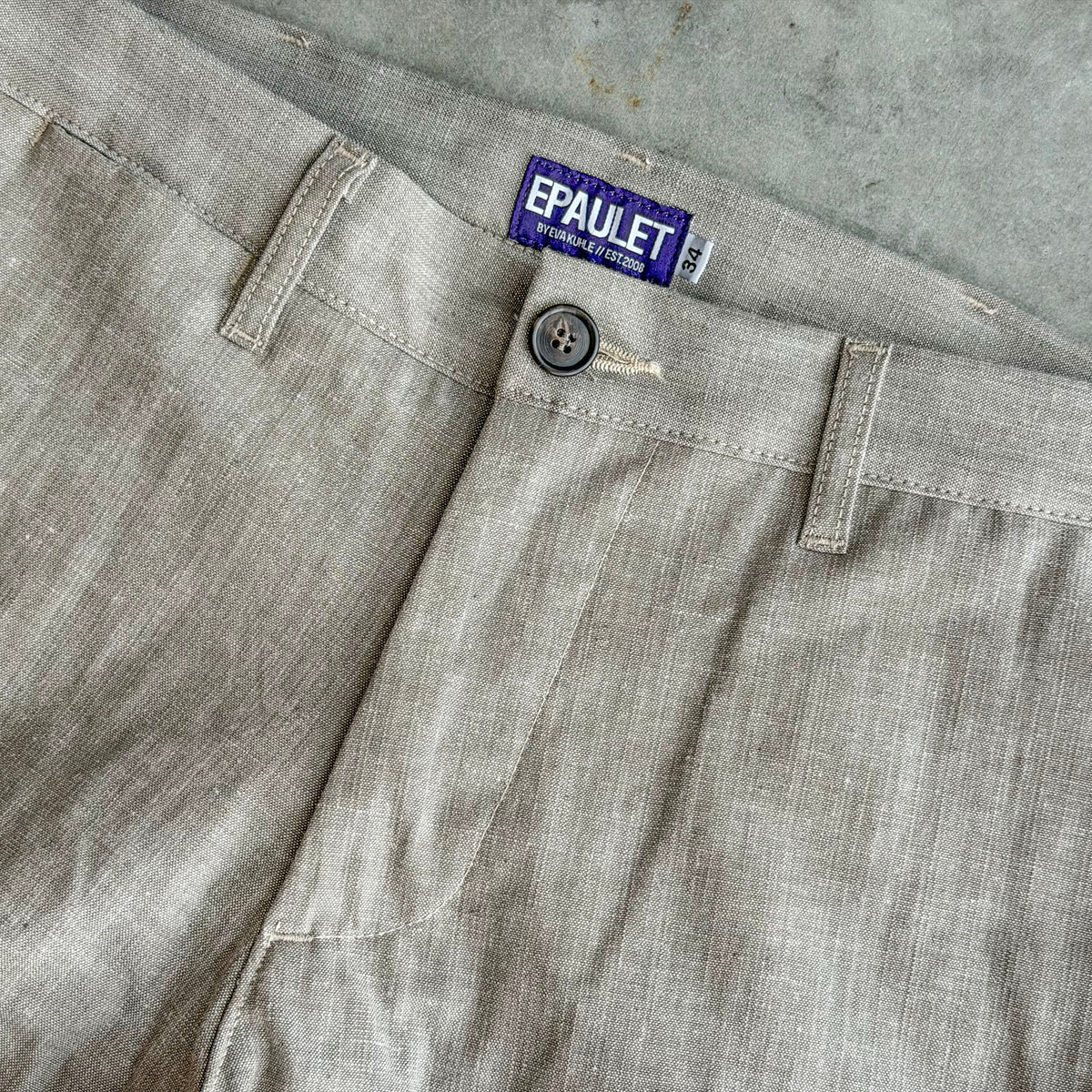 Sample: Rivet Chino in Kaihara 8oz Slubby Wheat Twill Sz 34